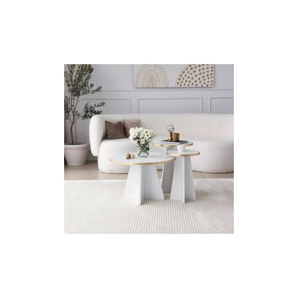 HANAH HOME Set stolova Mushroom 2 Gold White - 195106