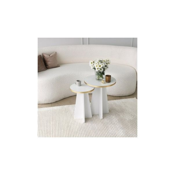 HANAH HOME Set stolova Mushroom 2 Gold White - 195106