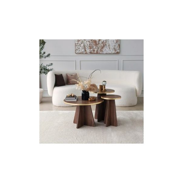 HANAH HOME Sto za dnevnu sobu Mushroom Gold Walnut v2 - 195149