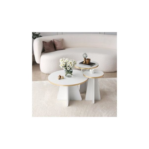 HANAH HOME Sto za dnevnu sobu Mushroom Gold White v2 - 195150