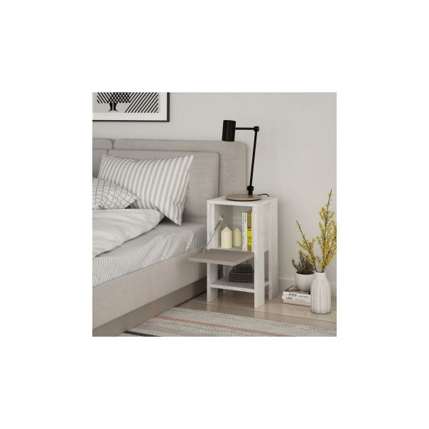 HANAH HOME Noćni ormarić Ema, bela/krem - 195194