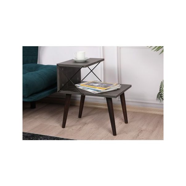 HANAH HOME Noćna polica Cross, tamno braon - 195198