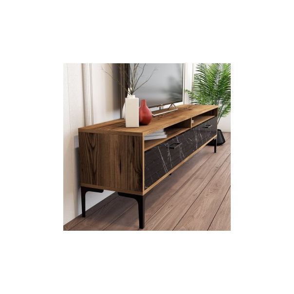 HANAH HOME TV komoda Istanbul 2, braon/crna mermerna - 195264