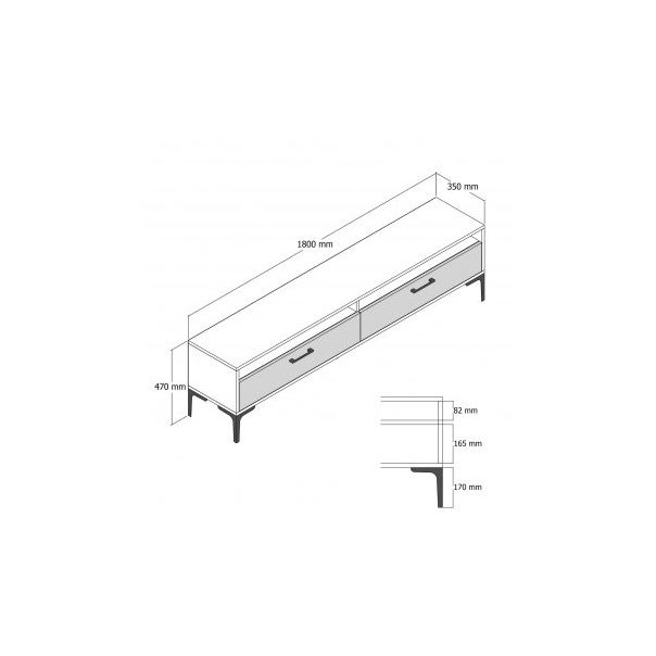 HANAH HOME TV komoda Istanbul 2, braon/crna mermerna - 195264