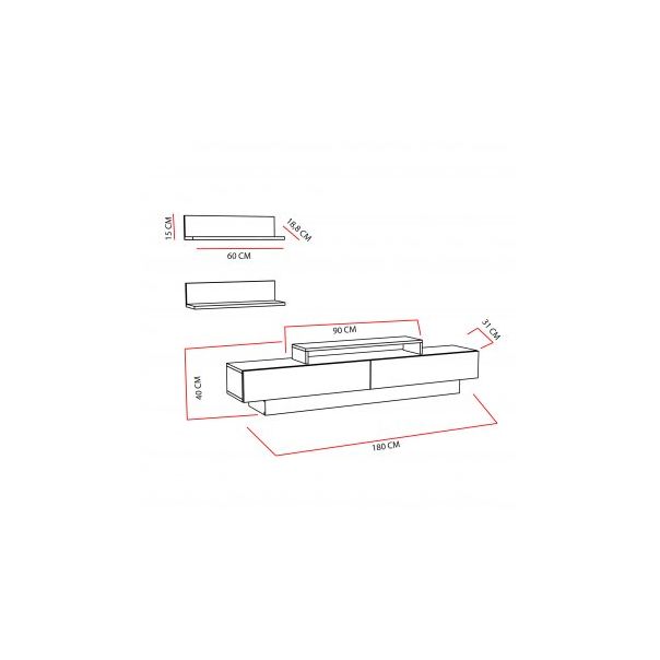 HANAH HOME TV komoda Lusi, krem/bela - 195267