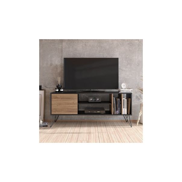 HANAH HOME TV polica Mistico Walnut, crna - 195290