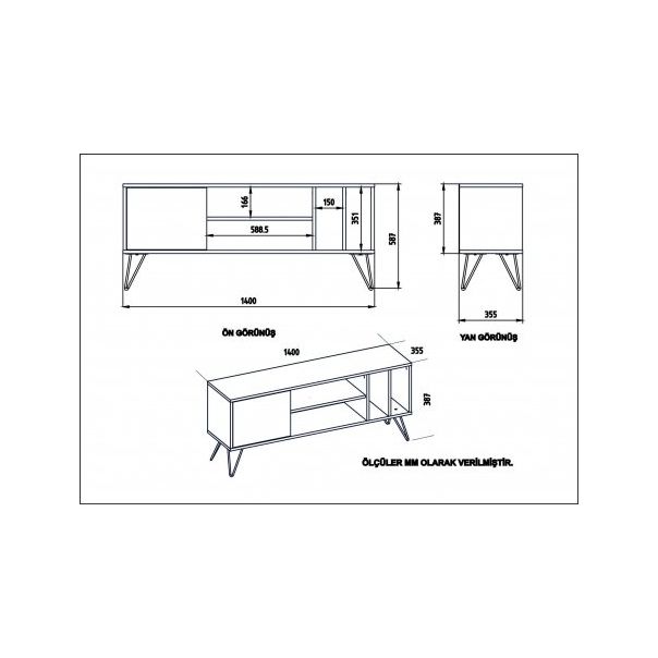 HANAH HOME TV polica Mistico Walnut, crna - 195290