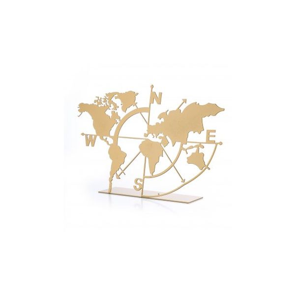 WALLXPERT Stona dekoracija World Map Gold - 196022