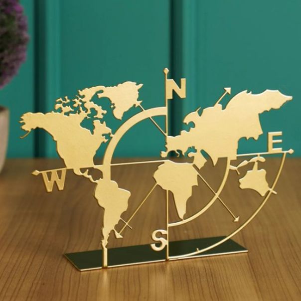 WALLXPERT Stona dekoracija World Map Gold - 196022