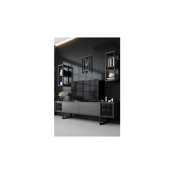 HANAH HOME Set nameštaja za dnevnu sobu Black Line, antracit/crna - 196277