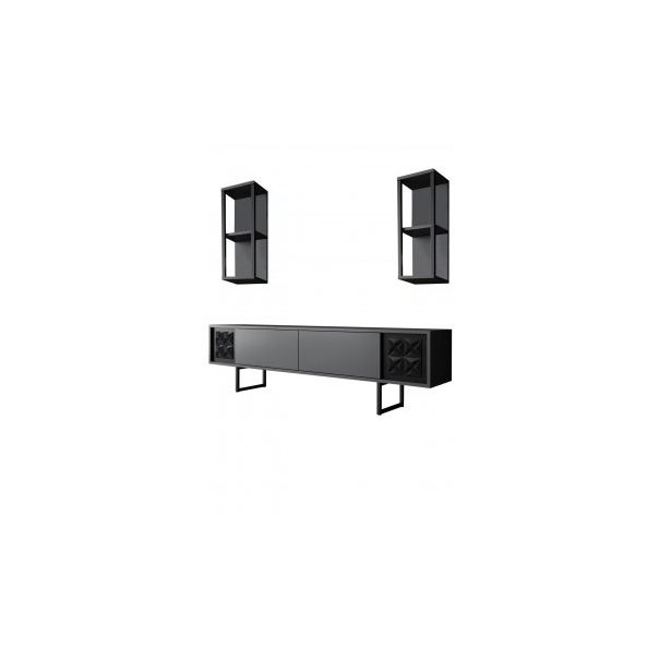 HANAH HOME Set nameštaja za dnevnu sobu Black Line, antracit/crna - 196277