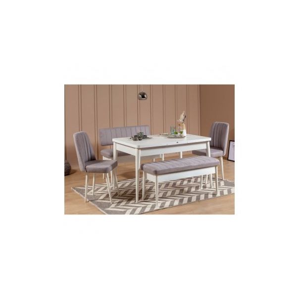 HANAH HOME Klupa Vina Bank, siva/bela - 196342