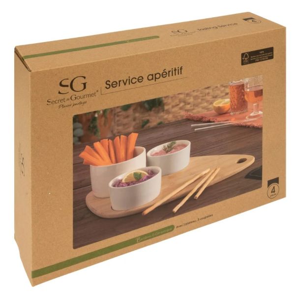 SECRET DE GOURMET Set za predjelo 4 dela porcelan/bambus bela - 196388A