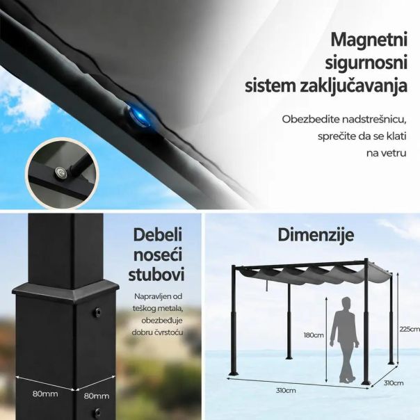 Venturo Prestige 3x3m Siva Pergola Čelična konstrukcija - EP3123795