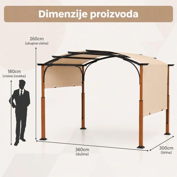 Venturo Prestige 4x3m Bež Pergola Lučni krov - EP3123789