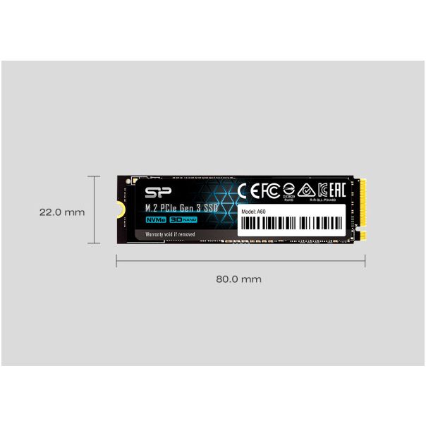 SILICON POWER SSD M.2 NVMe A60 Gen 3 256GB, 2100MB/s/1200MB/s SP256GBP34A60M28 - 24081-1