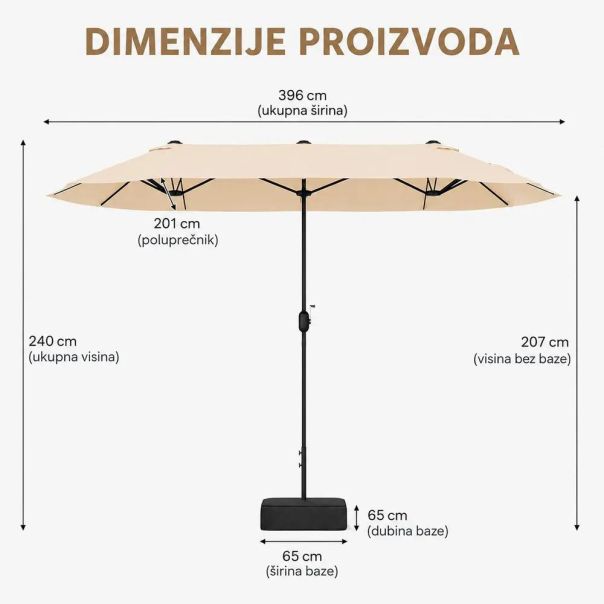 Venturo Garden 4x2m Bež Suncobran Pravougaoni - EP3123792