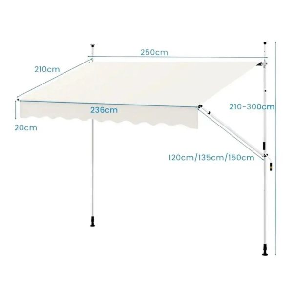 Montelux Easy 250x120cm Krem Balkonska Tenda - EP3077444