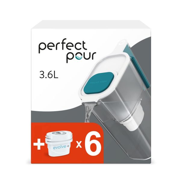 AQUA OPTIMA Bokal za filtriranje vode 3.6L Perfect Pour i 6 filtera, tirkizna - 19976-1