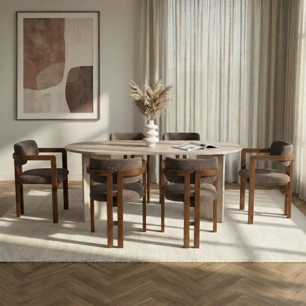 NORDURE Set trpezarijski sto i stolice 6/1 Meridia 6, braon - EP3132664