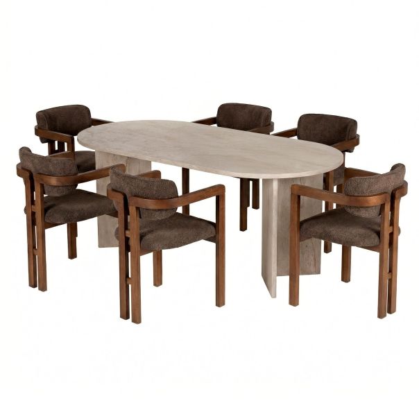 NORDURE Set trpezarijski sto i stolice 6/1 Meridia 6, braon - EP3132664