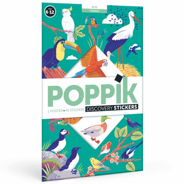 POPPIK Edukativni poster s nalepnicama Otkrića: Ptice - DIS017