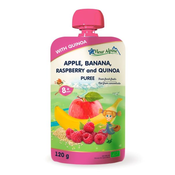 Fleur Alpine organski pire sa malinom i kinoom 8+, 120 g x 6 kom - 000382-6