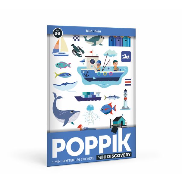 POPPIK Edukativni poster s nalepnicama Mini otkrića: Plava boja - MIN008