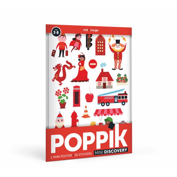 POPPIK Edukativni poster s nalepnicama Mini otkrića: Crvena boja - MIN006