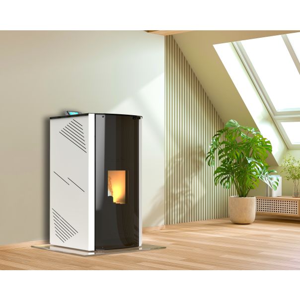MARELI Kamin na pelet ONYX FULL GLASS 24 (3kW + 21kW) bela - EP3013712