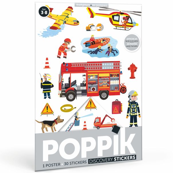 POPPIK Edukativni poster s nalepnicama Mini otkrića: Vatrogasci - MIN002