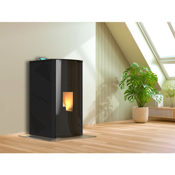MARELI Kamin na pelet ONYX FULL GLASS 30 (4kW + 26kW) crna - EP3013723