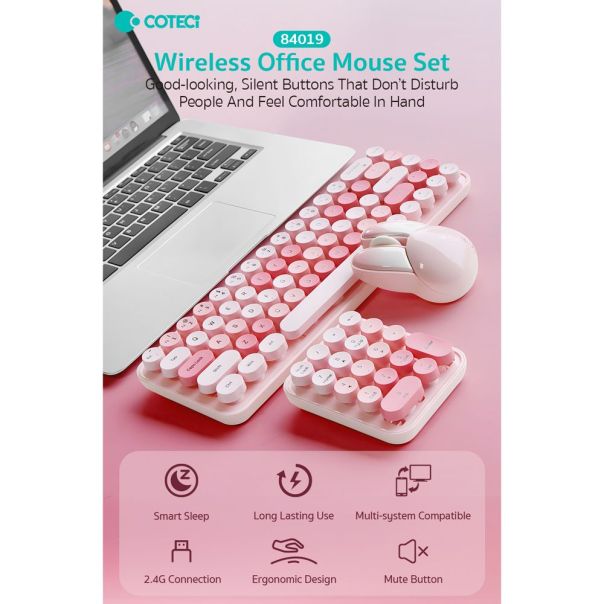 Combo mis i tastatura Coteci 84019 pink - EP3009637