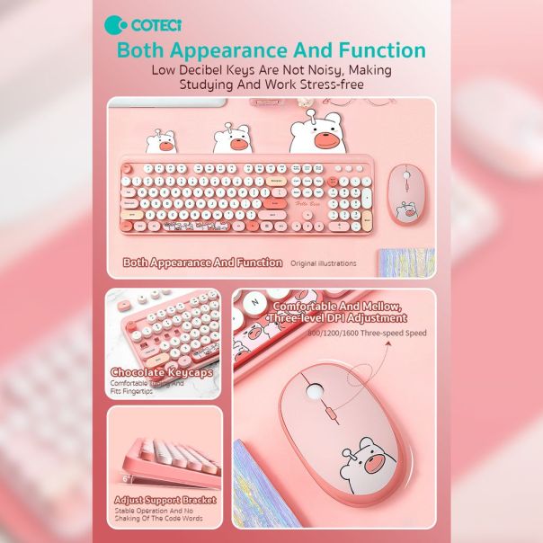 Combo mis i tastatura Coteci 84021 pink - EP3009640