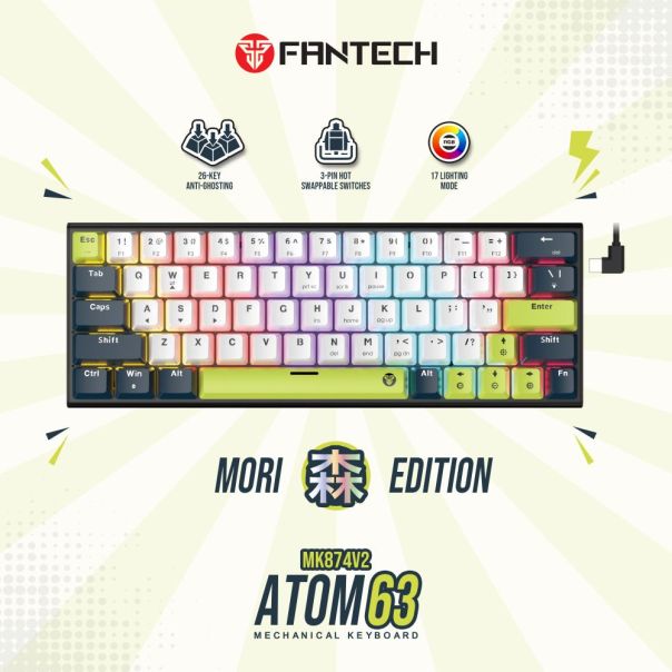 FANTECH Tastatura Mehanicka Gaming MK874V2 RGB Atom 63 Mori bela (taro switch) - EP3169508