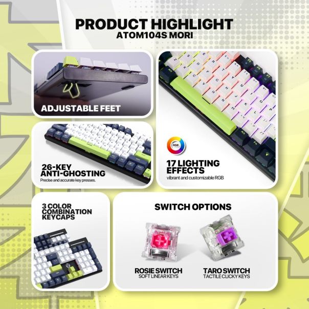 FANTECH Tastatura Mehanicka Gaming MK878S RGB Atom 104S Mori bela (taro switch) - EP3233392