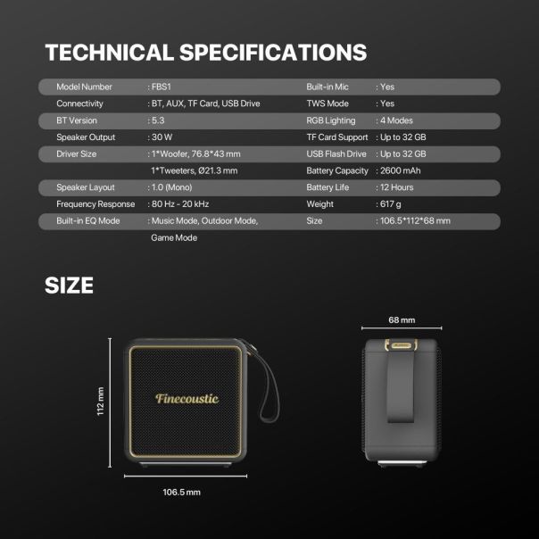 Fantech Bluetooth zvucnik FBS1 Hako Nomad crni - EP3199322