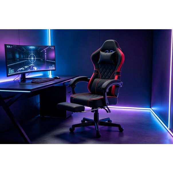 ePlayGame Retro Gejmerska stolica HC-4064LUX-3 crno crvena - HC-4064LUX-3