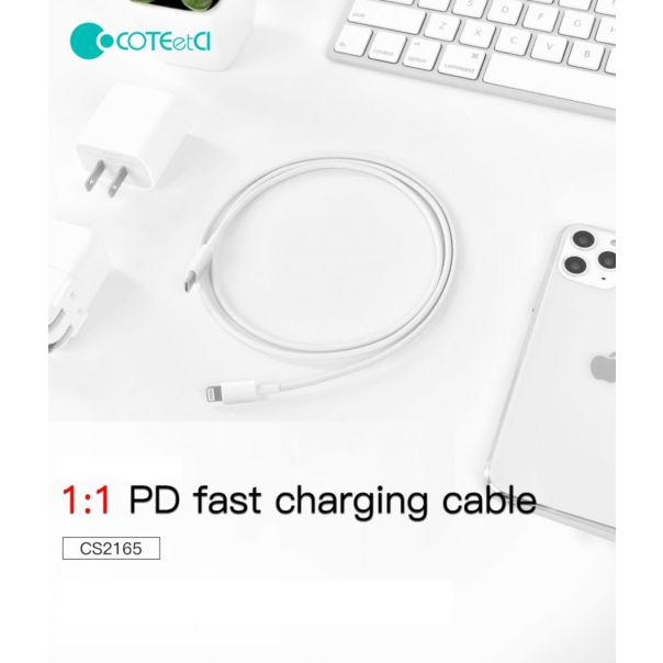 Data kabl Coteci CS2165 3A PD na iPhone lightning beli 1m - 223306
