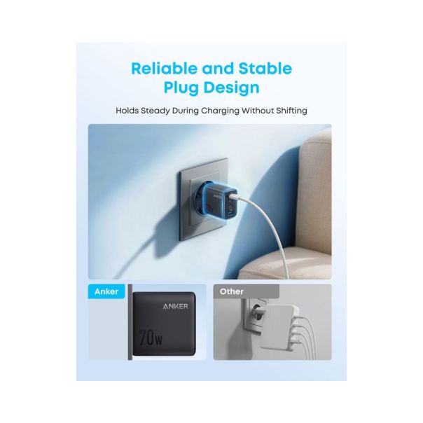 Zolo 70W 4-porta(3x USB-C i 1x USB-A) zidni punjač crni - EP3260709