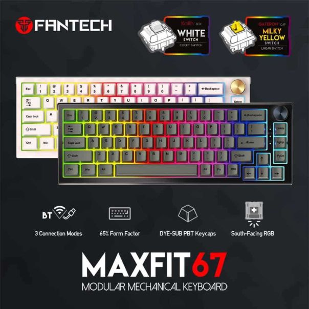 FANTECH Gejmerska mehanička tastatura MK858 MAXFIT67 CRNA (BELI SWITCH) - FT201035