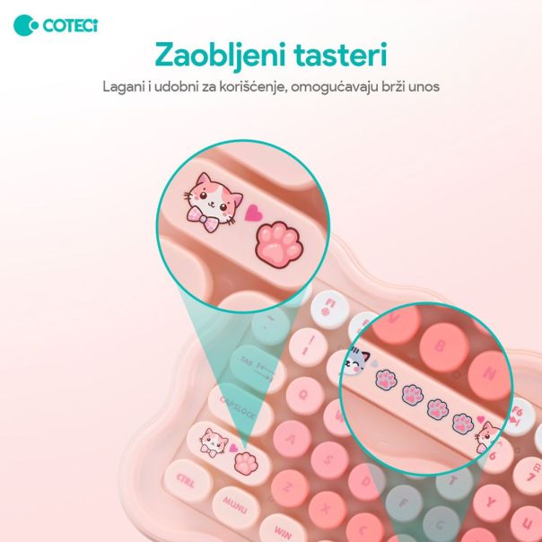 Combo mis i tastatura Coteci OF-056 roze - 224455