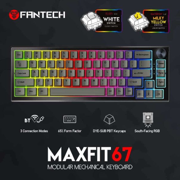 FANTECH Gejmerska mehanička tastatura MK858 MAXFIT67 CRNA (BELI SWITCH) - FT201035