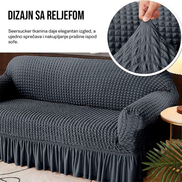 Homemates 1 plus 1 gratis retro pokrivač za dvosede i kauče od 145cm do 185cm - siva - EP2871372