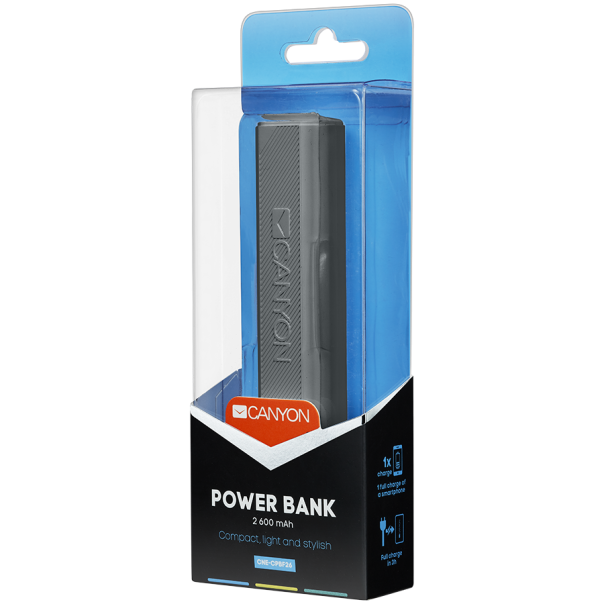 CANYON Power bank 2600mAh CNE-CPBF26DG - CNE-CPBF26DG