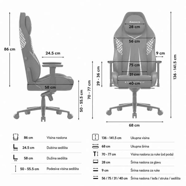 Huzaro Force 8.3 Carbon Crna Gaming stolica - EP3109095