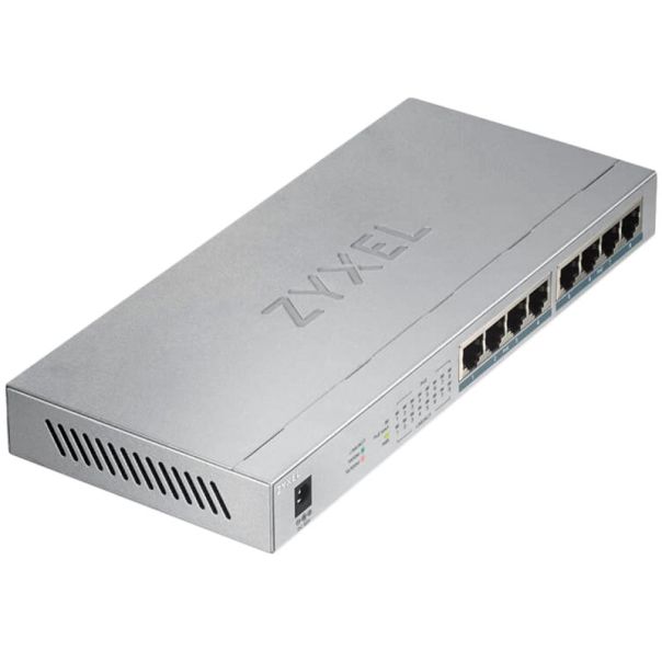 Zyxel GS1008-HP, 8 Port Gigabit PoE+ unmanaged desktop Switch, 8 x PoE, 60 Watt - GS1008HP-EU0101F