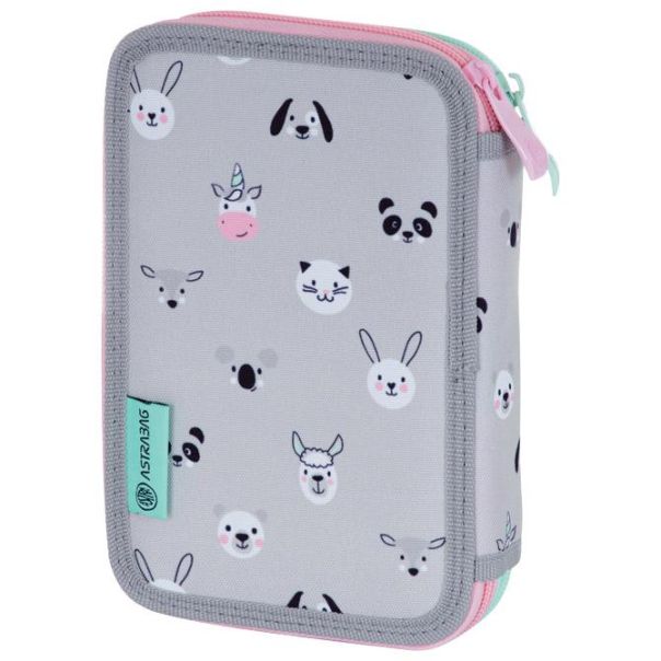 ASTRABAG Prazna pernica 2 zipa Kitty the cute siva - 20138-1-1