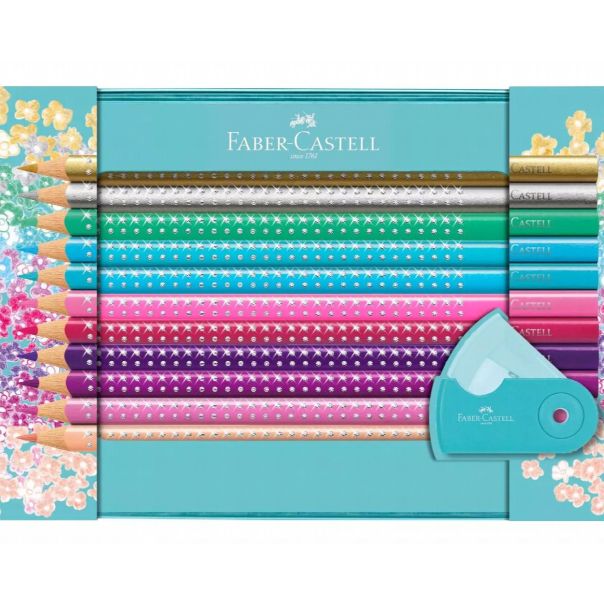 FABER CASTELL Drvene bojice i rezač Sparkle Grip, set 1/20 201641 - 201641