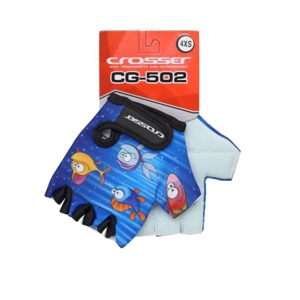 TOURDEFRANCE Rukavice dečije CROSSER CG FISH-KIDS SHORT FINGER blue 4XS - 2812
